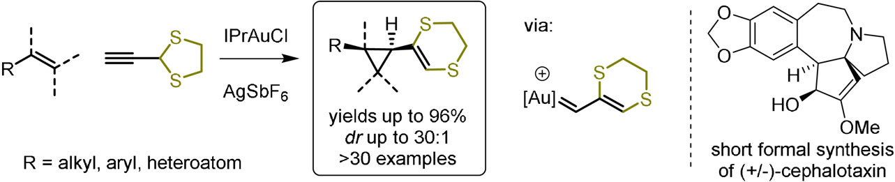 Stereoselective Gold(I)-Catalyzed Vinylcyclopropanation via Generation of a Sulfur-Substituted Vinyl Carbene Equivalent